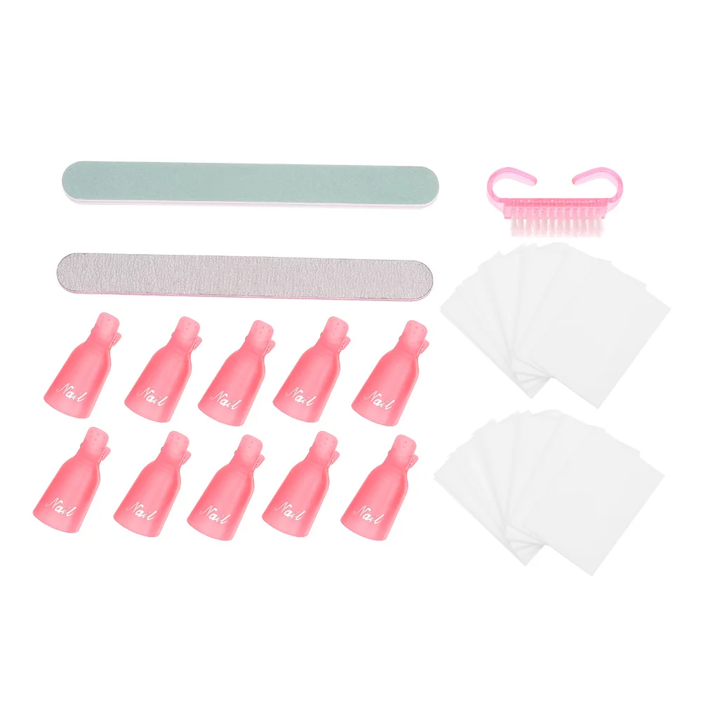 4-в-1 лак для ногтей жидкость для снятия геля ящик для инструментов с Кисть для ногтей зажимы для папок для снятия лака колодки буферный блок инструменты для маникюра