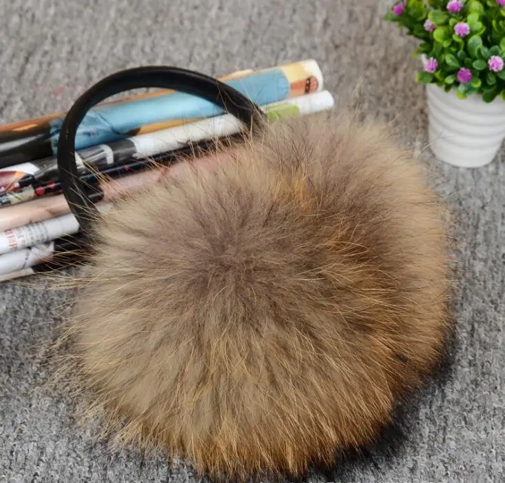 raccoon fur Зимние женские теплые наушники из натурального Лисьего меха для девочек, 6 цветов - Цвет: raccoon fur