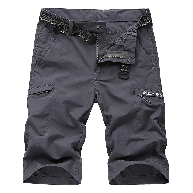 Летние шорты, новая мода, мужские повседневные шорты, быстросохнущие, полиэстер, прямые, свободные, мешковатые, повседневные, короткие брюки, мужская одежда