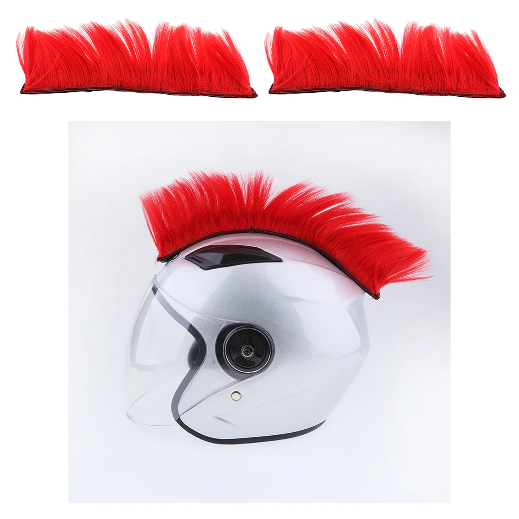 2x Motorcycle Skinhead Wig Punk Helmet Mohawk Wig Costumes Hairpiece Red
