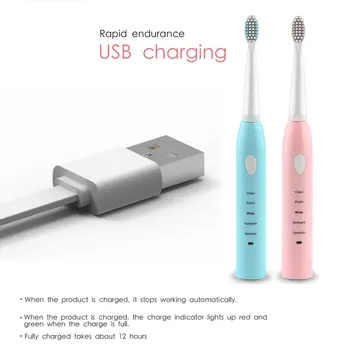 

Powerful Electric Toothbrush USB Rechargeable 32000 time / min Ultrasonic Washable Electronic Whitening Waterproof