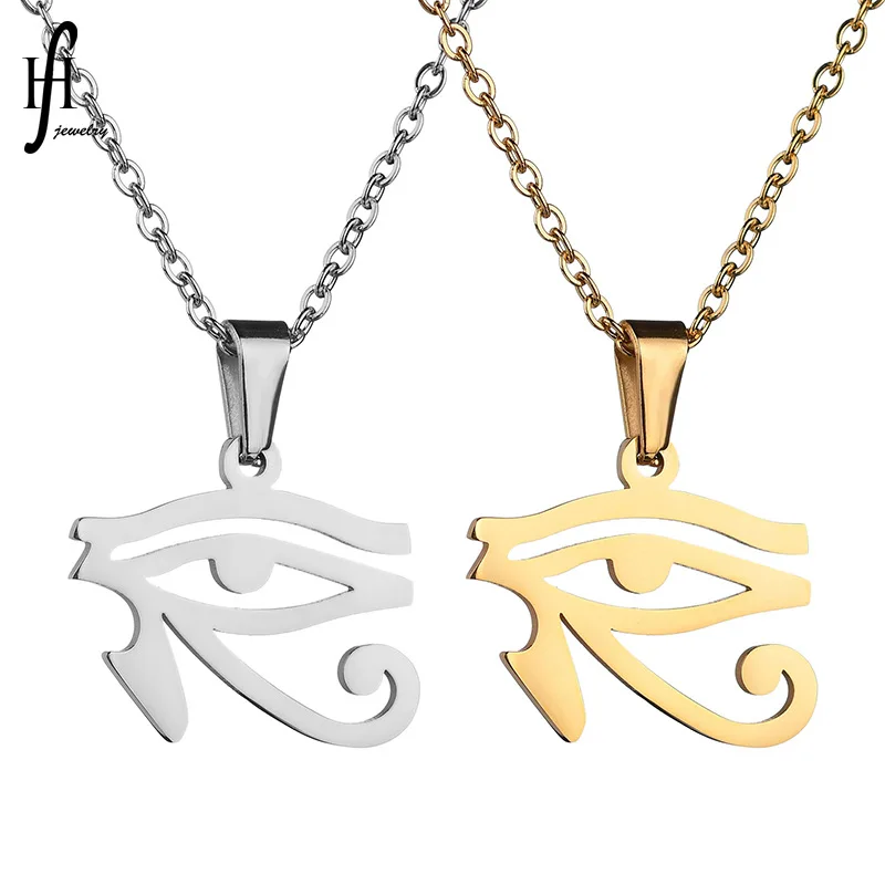 

Hot Simple Smooth Ancient Egyptian Pharaoh's he lu si boat Eye of the Pendant New Style Stainless Steel Sweater Necklace