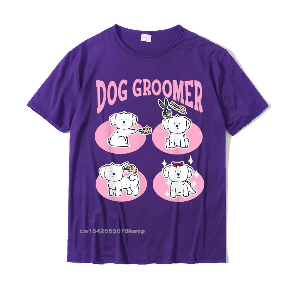 Camisa Top T-shirts comfortable Short Sleeve Discount Round Collar 100% Cotton Tops Shirts Tops Shirts for Men Summer/Autumn Maltese Puppy Dog Girl Cute Pet Grooming Spa Dog Groomer T-Shirt__1392. purple