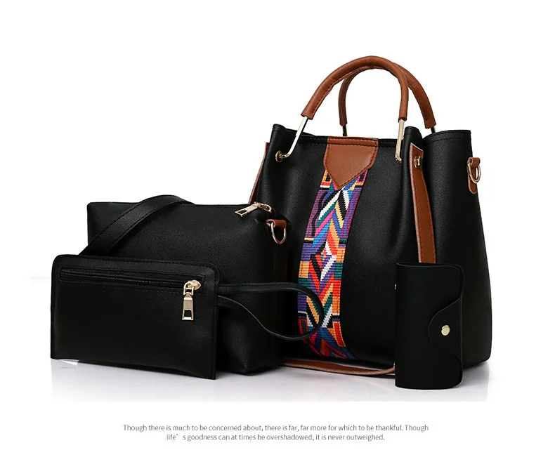 GH 4 шт./компл. Для женщин сумки из натуральной кожи Курьерские сумки для Дамская мода на плечо женская сумка из искусственной кожи повседневная женская обувь сумка-шоппер