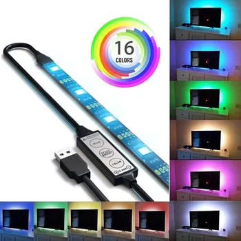 

USBPowered RGB 5050 LED Strip Lighting For TV Computer Background Light waterproof decoration string lamp #25