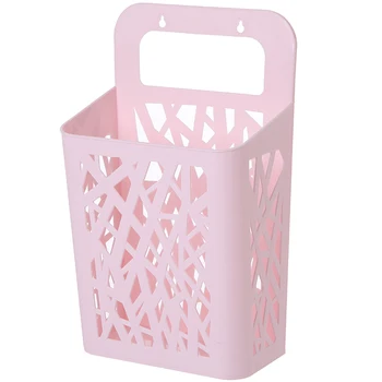 

Dirty Clothes Basket Wall Hanging Laundry Basket Household Laundry Clothes Storage Basket Free Punching-Pink