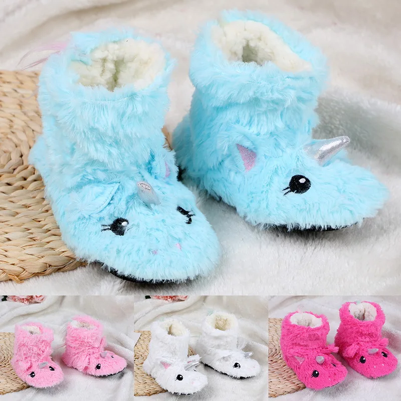

2020 Winter Infant Toddler Floor Slippers Cute Animal Soft Warm Plush Lining Non-Slip House Shoes Winter Boot Socks 2-7Year Old