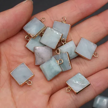 

Natural stone Square shape Semi-precious Pendant exquisite Charms For jewelry making DIY necklace and earring accessories