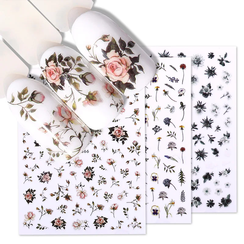 1 лист цветок серия наклейки для ногтей розы узоры переводные наклейки для ногтей наклейки s клейкие обертывания Маникюр 3D украшение для ногтей