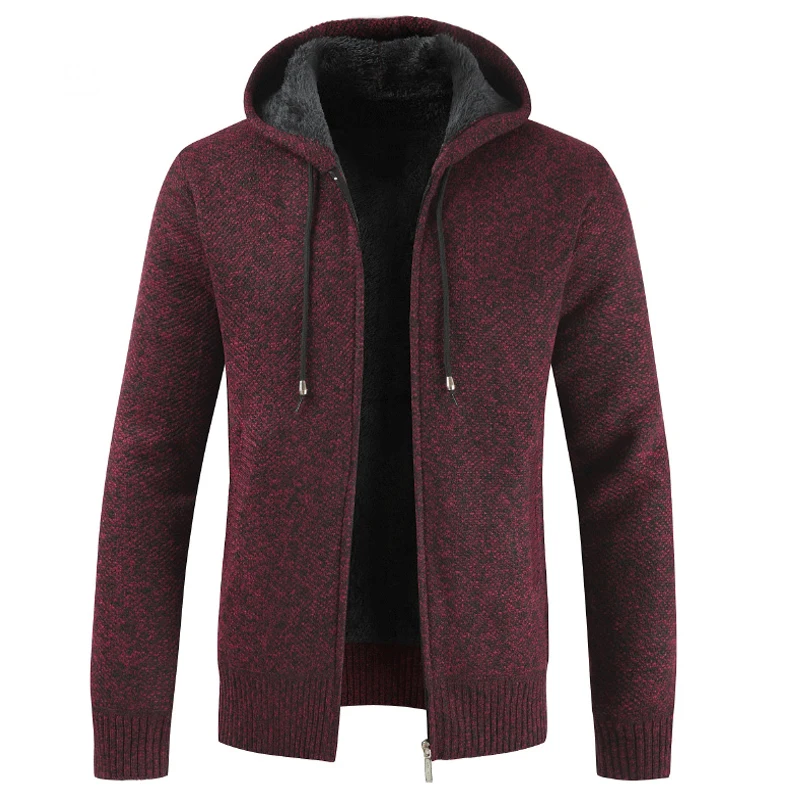Men's Winter Sweater Coat Thick Warm Hooded Cardigan Jumpers Men Striped Cashmere Wool Liner Zipper Fleece Outwear Coats Men's Winter Sweater Coat Thick Warm Hooded Cardigan Jumpers Men Striped Cashmere Wool Liner Zipper Fleece Outwear Coats