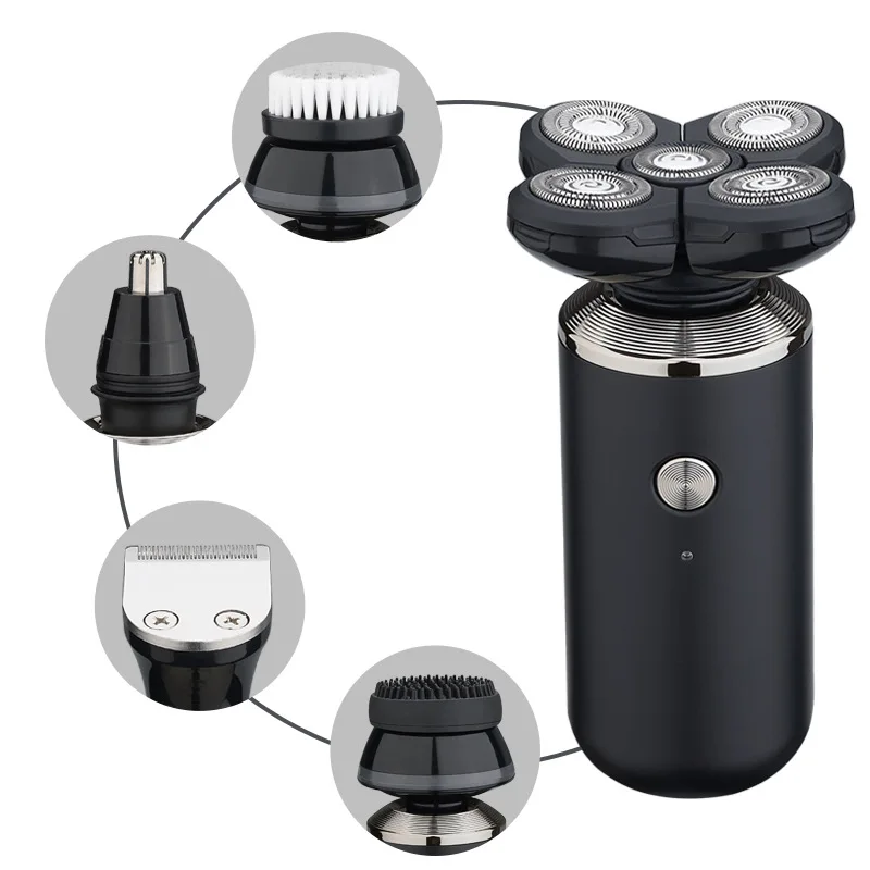 

Li Ke's New Lithium Electromagnetic Five-Blade Razor Bald Hair Clipper Rotary 4-Blade USB Rechargeable Razor Washing