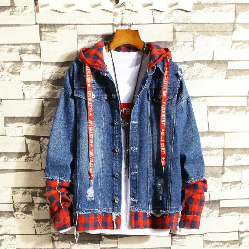 

2020 Men's Casual Bomber Jackets Men's Hip Hop Retro Denim Jackets Street Style Men's Fashion Denim Casual Vintage Coat Hoodie