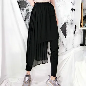 

Korea Chiffon Lace Sheath Leggings Women Korea Fashion New Thin False Two Piece Irregular Wild Joker Elegant 2020 Y067
