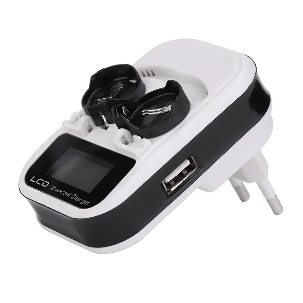 3,6 V:n LCD-nappilaturi, jossa EU-pistoke, LIR2016/LIR2025/LIR2032/ML2016/ML2025/ML2032 -laitteille, älykäs 2-paikkainen akkulaturi_voghion.com