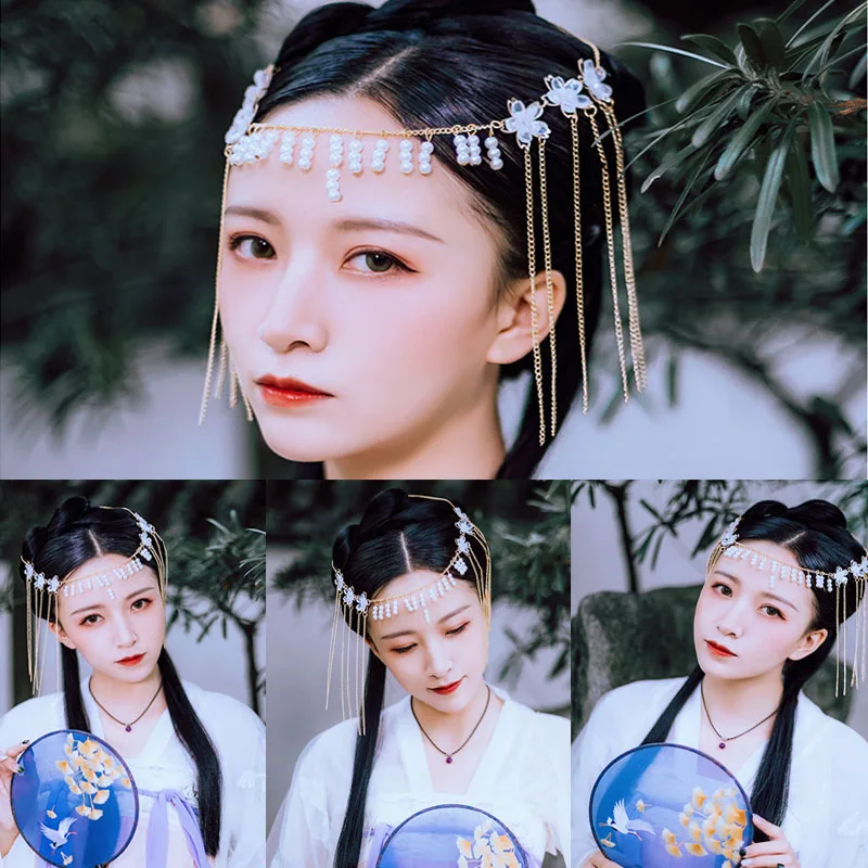 QIANJI Hanfu головной убор с кисточками в старинном стиле аксессуары для волос простые головные уборы шпильки