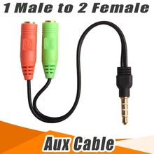 Audio Stereo Plug 3 5mm 1 Male to 2 Female Adapter Cable Spliter Connector microphone and headphone 100PCS LOT