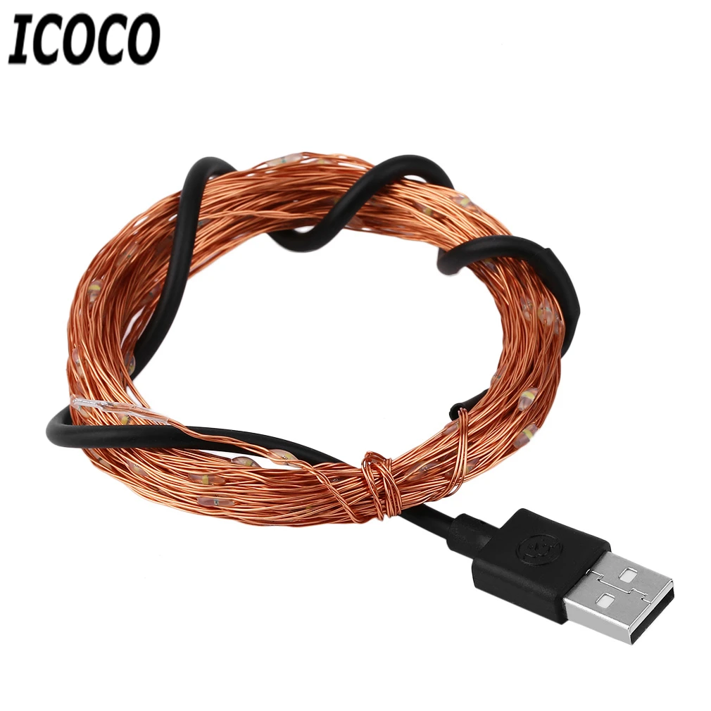 ICOCO Лидер продаж 2 м/5 м/10 м светодиодный водонепроницаемый IP66 USB мощность DC5V медный провод Сказочный светильник для свадебной вечеринки фестиваль Декор