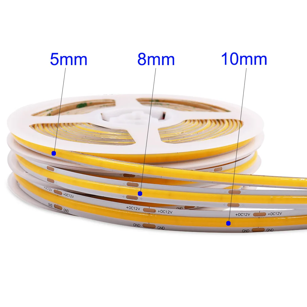 MALIIGAZA COB LED Strip 5mm 8mm 10mm Width Warm Nature Cold White Color Flexible 12V 24V LED Tape Bar Light House Room Decor led light led light bar