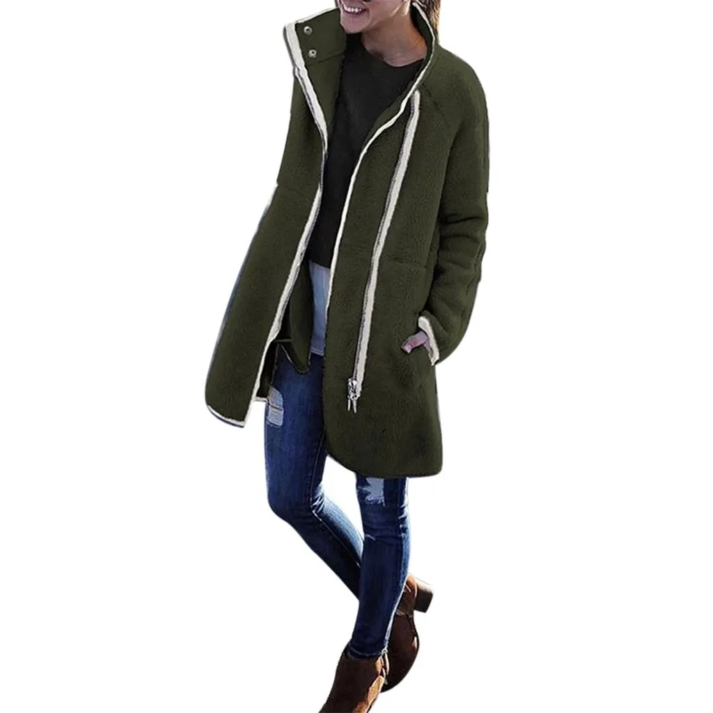 MISSOMO зимняя куртка женская теплая куртка с длинным рукавом бархатная на молнии с длинным рукавом Плотная одежда оверсайз с карманами куртка пальто