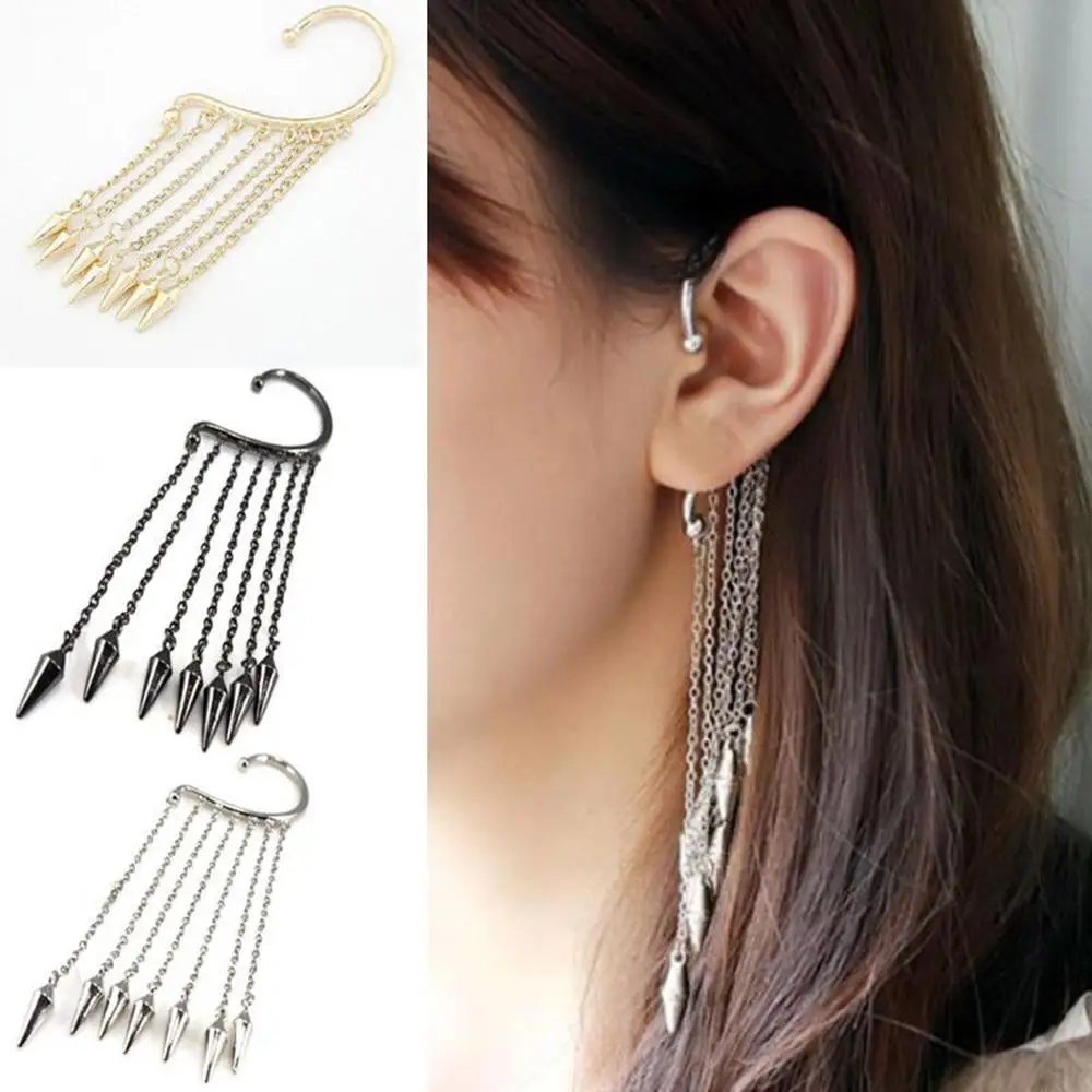 

Chic Women's Long Drop Tassel Chain Wrap Around Ear Cuff Clip Earrings 2020 Long Tassel No Piercing Earrings Jewelry Gift