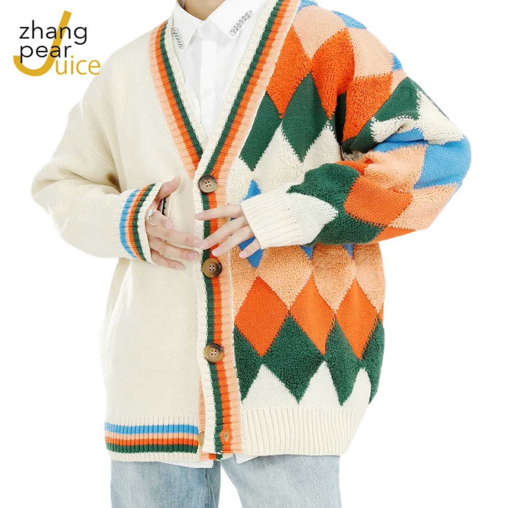 

Winter Spring Men's Plaid Print Cardigan Warm Pocket Fashion Sweaters Knitted Casual Male Jackets Coats Sweaters