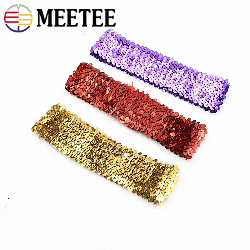 5 шт. Meetee 4,5*35 см Блестки из полиэстера эластичная лента для детской повязки на голову резиновые аксессуары для волос