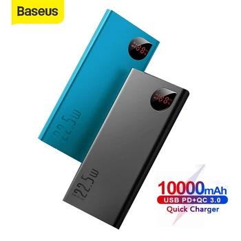

Baseus 10000mah Power Bank 22.5W Fast Charging PD QC 4.0 3.0 Type C Powerbank External Battery Charge Portable Charger For Phone