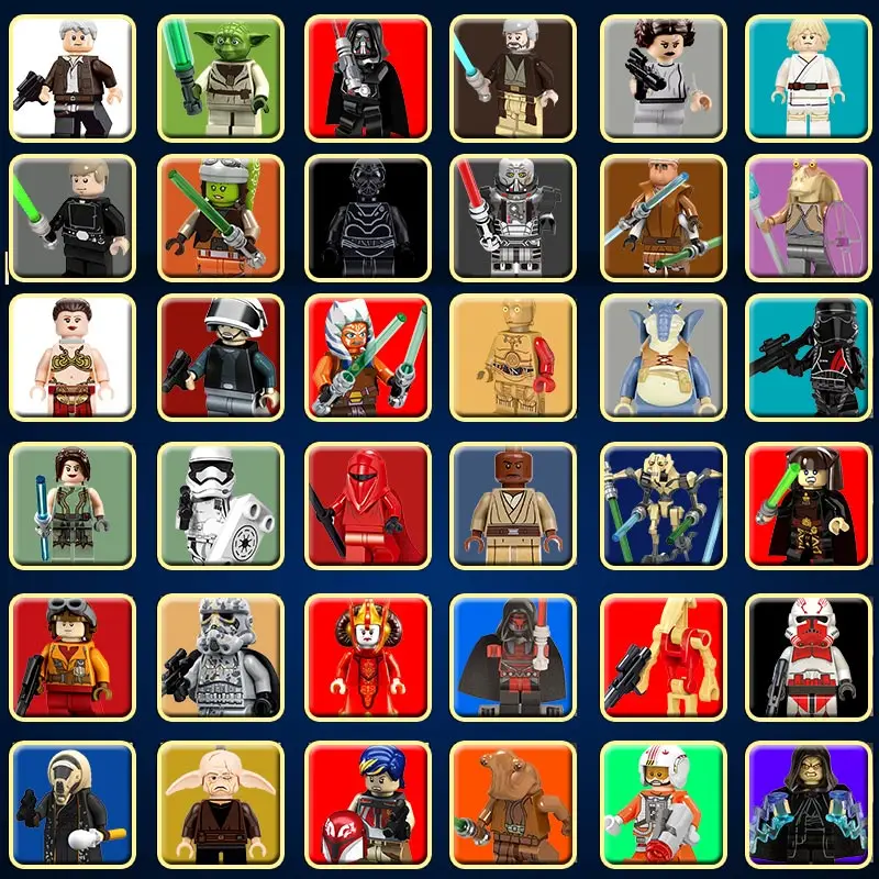 

Star Wars Figures Set Starwars Han Solo Leia Darth Vader Amidala Yoda Luke Rey Finn Movie Building Blocks Toys for Children Gift