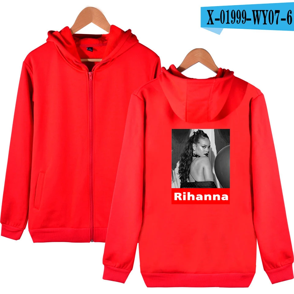 Rihanna/толстовка на молнии с 3D принтом для мужчин и женщин, зимняя модная повседневная толстовка с капюшоном в стиле Харадзюку, Лидер продаж - Цвет: red