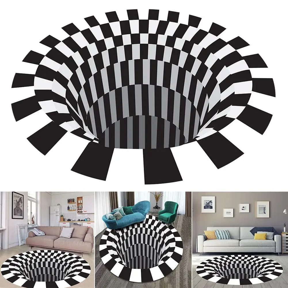 

3D Swirl Vision Anti-slip Carpet Circular Carpet Suitable For Living Room Dining Room Bedroom Kitchen