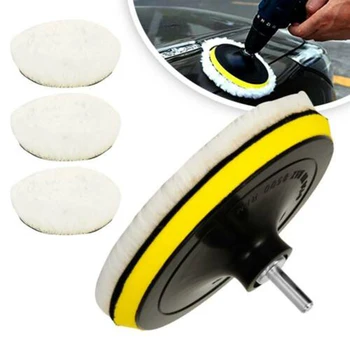 

High Quality 5pcs/set 6inch Buffing Polishing Pads Car Polisher Drill Wool Wheel Mop Kit Wool Polishing Pads