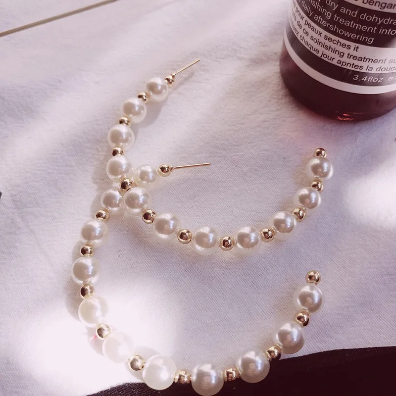 

MESTILO 2019 New Exquisite Full pearls Earrings Brand C Letters Pulseira Feminina For Women Bijoux Earring Fashion Jewelry Gifts