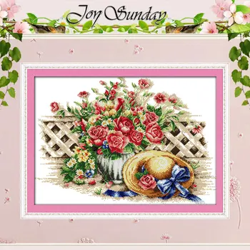 

Sweet Flower Hat Patterns Counted Cross Stitch 11CT 14CT Cross Stitch Sets Chinese Cross-stitch Kits Embroidery Needlework