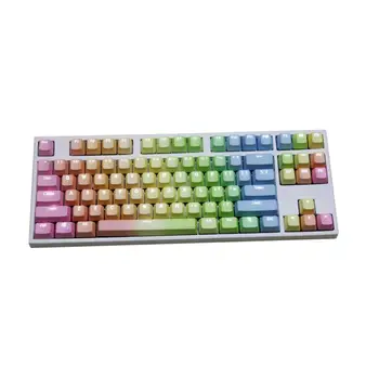 

1 Set Replaceable PBT Keycaps 87 Keys Transparent Lettering Keys Double Shot Injection Backli Key Cap for Mechanical Keyboard