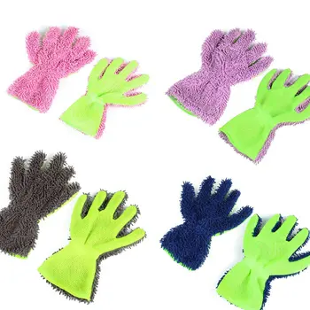 

Car Washing Tool cleaning supplies Chenille + Sandwich Fabric Reversible car wash gloves with coral fleece 1 Piece