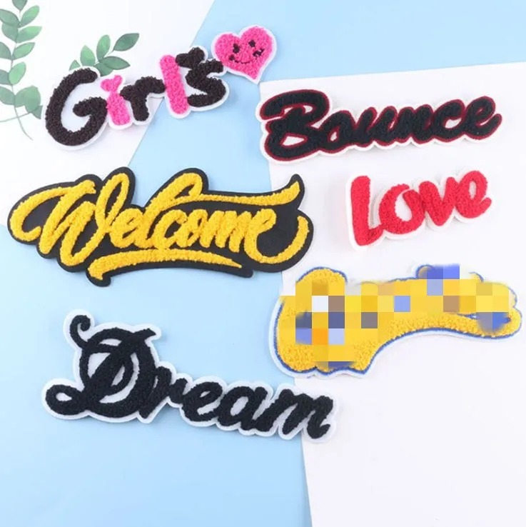 

New Arrival 10 Pcs Words Towel Embroidered Patches Sew On Fashion Motif Decor Applique Embroidery Accessory