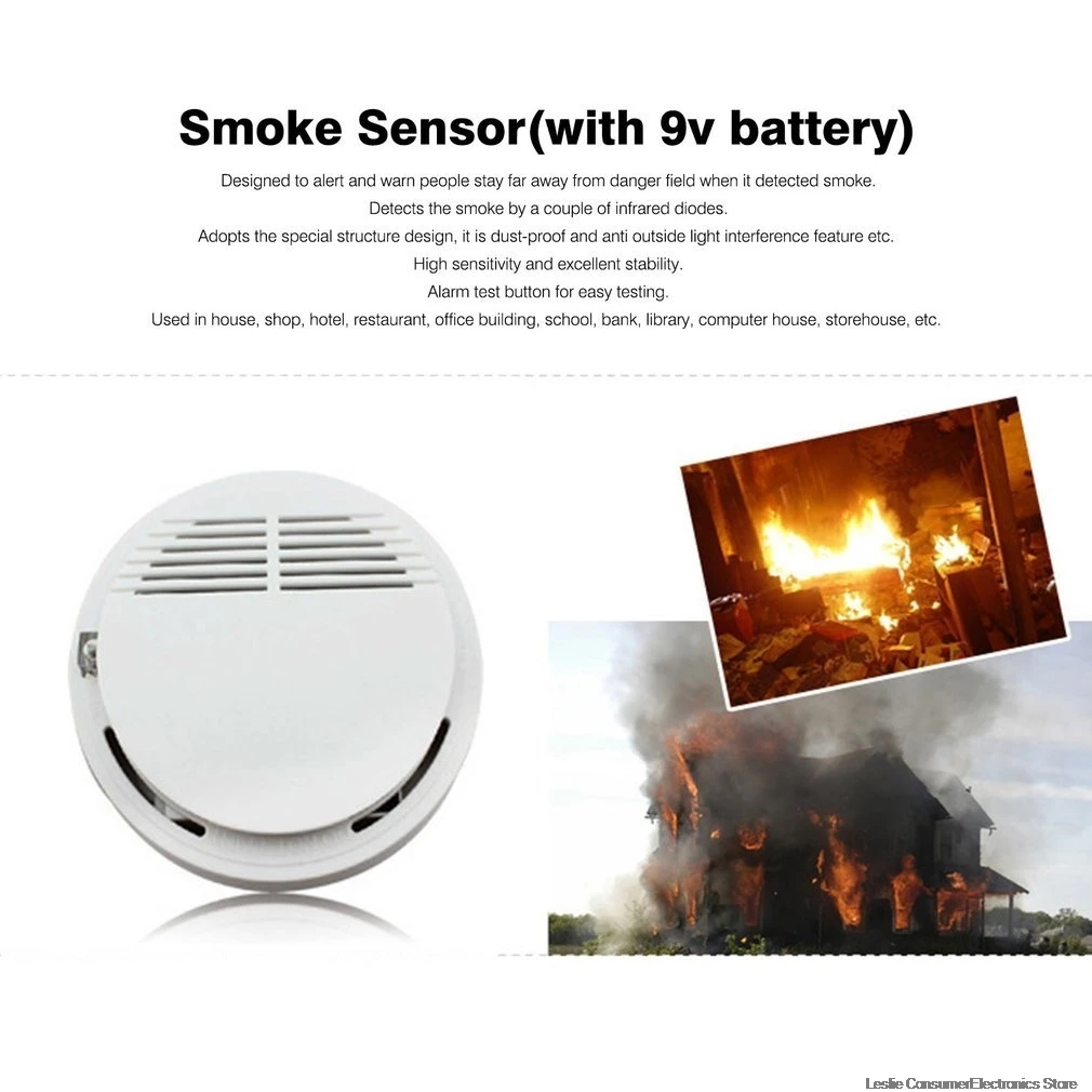 Независимый Тип Высокочувствительный фотоэлектрический детектор дыма сигнализация пожарный датчик дыма система домашней безопасности