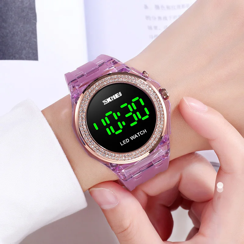 

TurnFinger Ladies Electronic Watch Student Outdoor Sports Waterproof Transparent Large Dial Fashion Luxury Exquisite LED Display