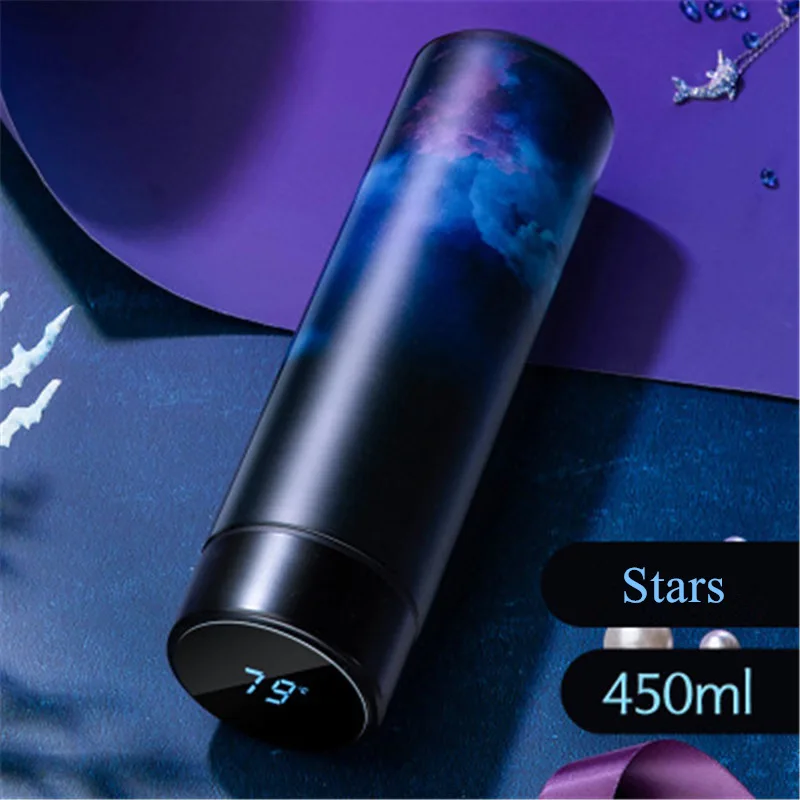 display stars Термосы температурный дисплей Нержавеющая сталь моя грелка дорожная кружка для кофе чай молоко Термокружка с заваркой - Цвет: display stars