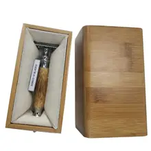 Мужская бритва для влажного бритья из натурального бамбука с ручкой, набор бритв с двойными краями, ручной набор для бритья, подарочная коробка