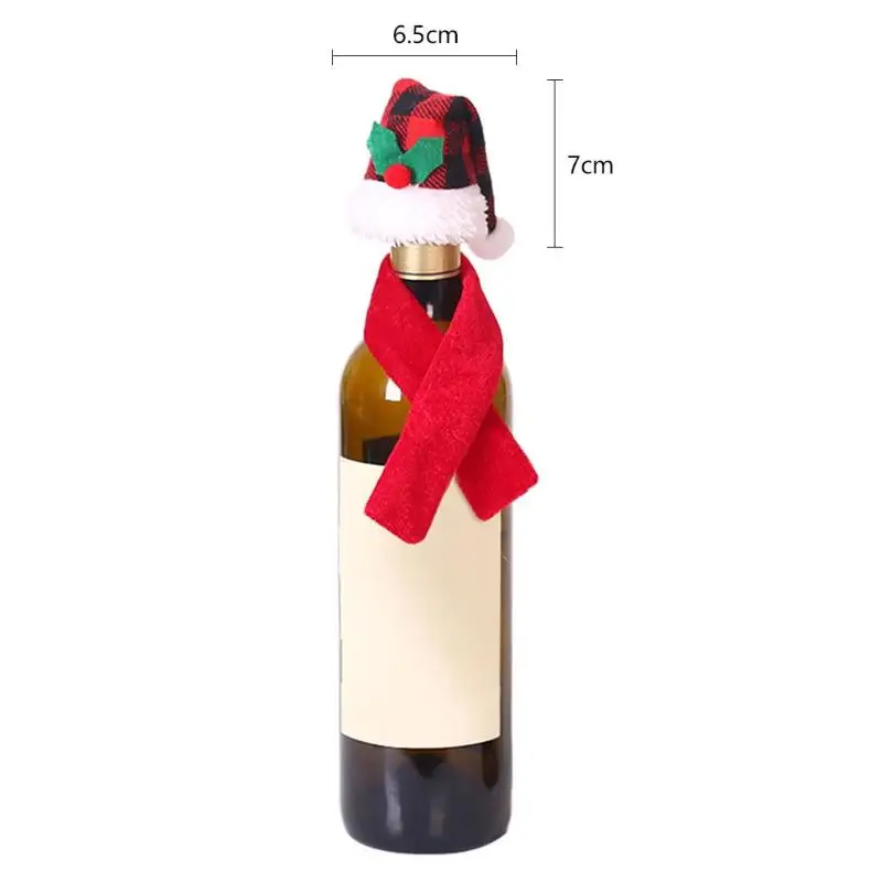 Cartoon Red Wine Bottle Cover Santa Claus Snowman Elk Wine Bags Christmas Decor Used for Window Counters Photographic Props - Цвет: round hat