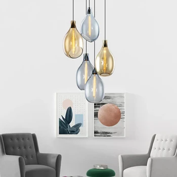 

lyustra lampachina Modern LED Singleended Stained Glass Pendant Lights Lighting Nordic Creative Design Lofe Living Room Lamp