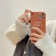 Simples bordado letras relevo caso do telefone para o iphone 12 mini 11 pro max 7 8 plus x xr xs max se 2020 capa de couro casos macios