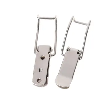 

2PCS J115B Hardware Cabinet Boxes Spring Loaded Latch Catch Toggle 74*20 Iron Hasp For Sliding Door Simple Window Cabinet