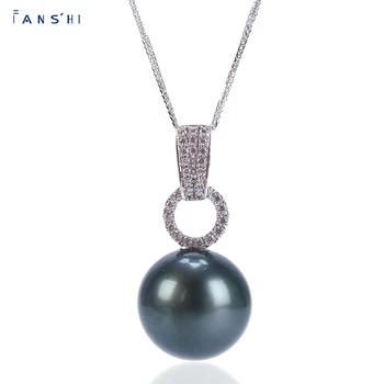 

Fine Jewelry Tahitian Pearl Pendant Adjustable length 18K necklace Black Pearl Dora Gift