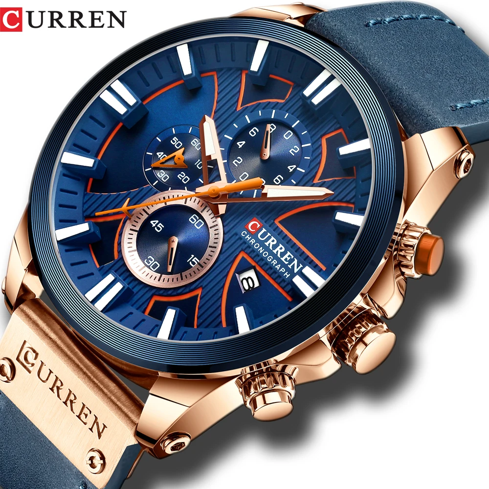

CURREN Brand Luxury Men Watch Leather Quartz Clock Fashion Chronograph Wristwatch Male Sport Military 8346 Relogio Masculino
