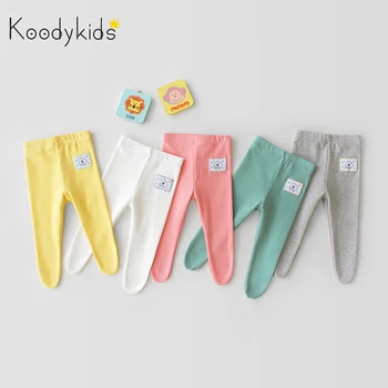 

Koodykids 2020 New Baby Pants Spring Autumn Baby Legging Grey White Yellow Baby Girl Leggings Socks Feet Pants Spring 0-2 Years