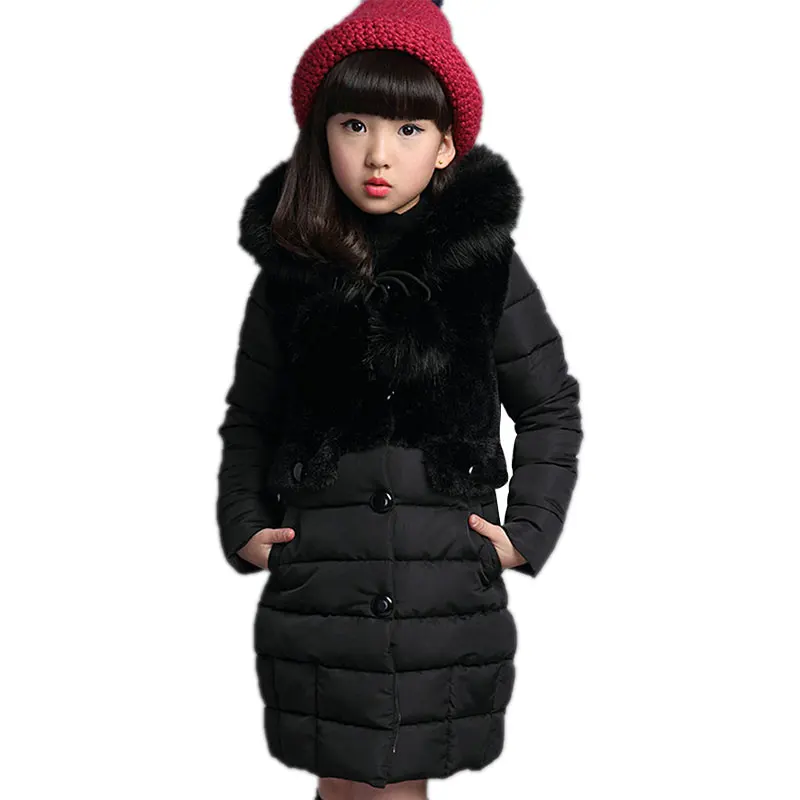 Kopen Winter Herfst Meisjes Warme Jas Kunstmatige Bont Mode Lange Kinderen Capuchon Jas Voor Meisje Bovenkleding Meisjes Kleding