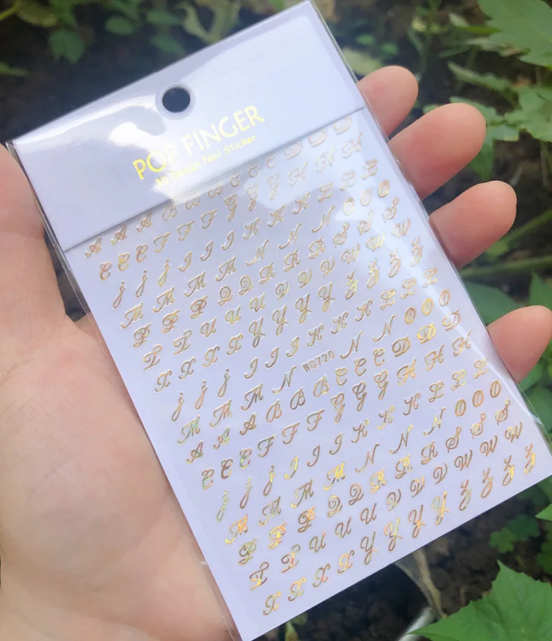 1PCS Multi-Color Laser Reflective Alphabet Nail Art Sticker Kit