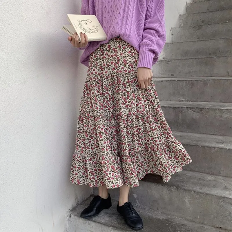 Spring Prairie Chic Vintage Maxi Skirts 